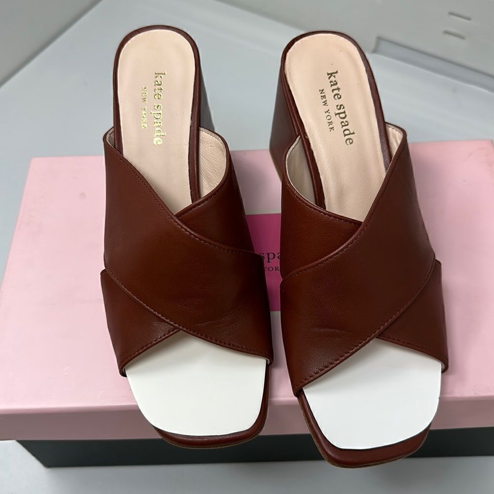 KATE SPADE New York Venus Sandals Cinnamon Spice Leather Size 6.5 NWT